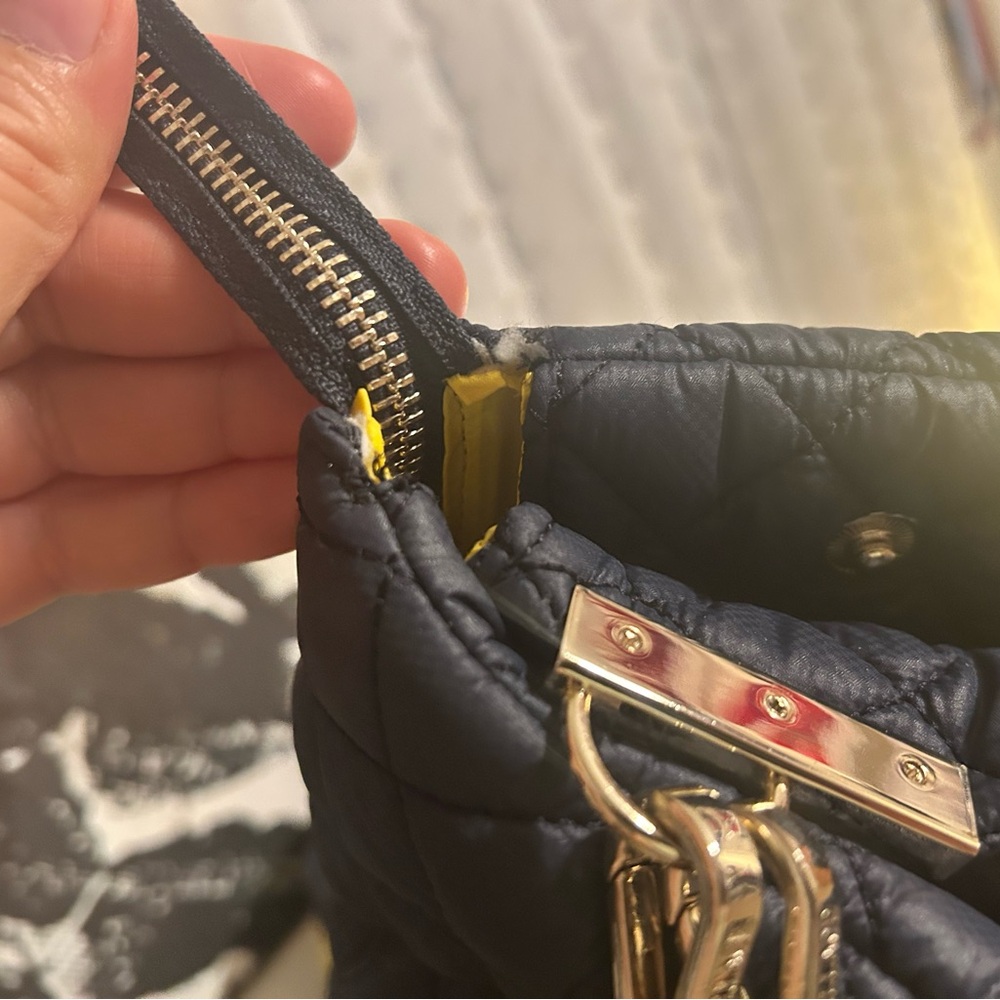 Navy, Yellow MZ Wallace Pippa Quilted Crossbody Bag - Picture 8 of 15